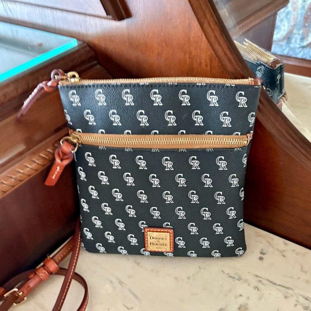 Dooney & Bourke CO ROCKIES black and White Monogram Crossbody Bag